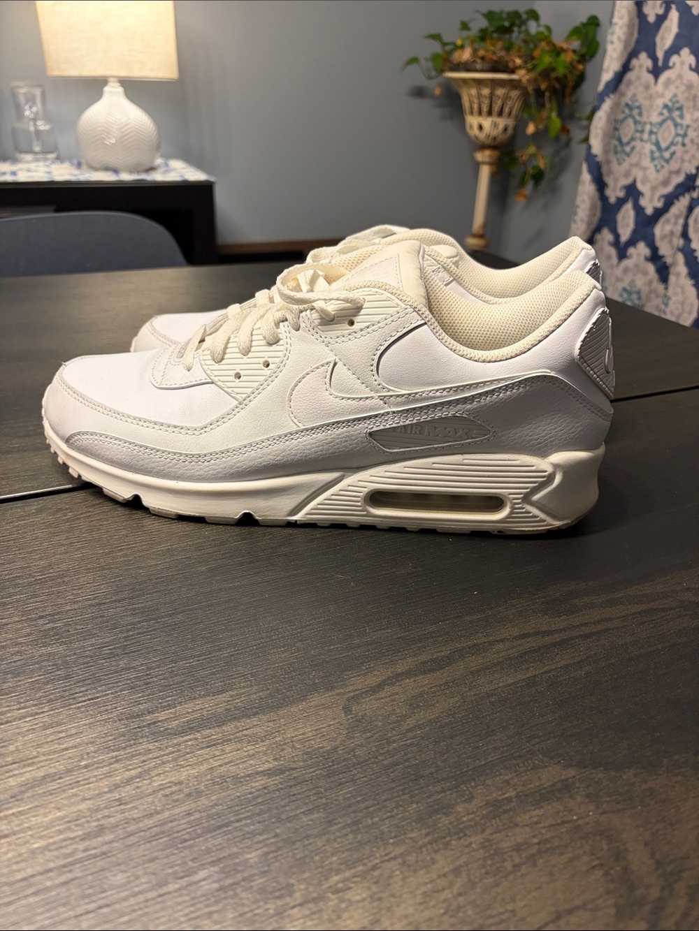 Nike Air Max 90 LTR Triple White Leather Sneakers Men's Size 13 CZ5594-100